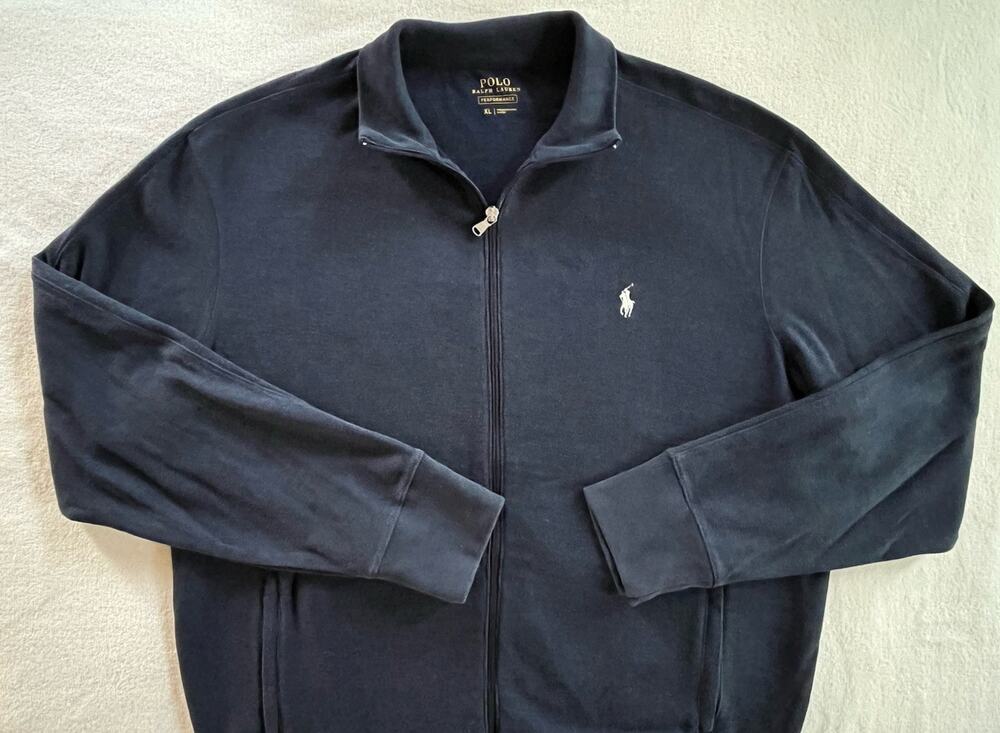 Polo Ralph Lauren Performance Navy Blue Full Zip Sweater Jacket Mens XL